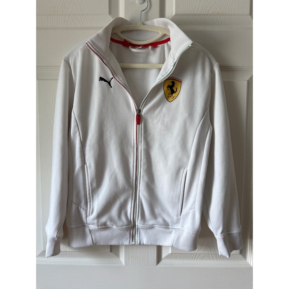 Puma Ferrari Track Jacket Womens M White Zip Up Racing Motorsport Sporty